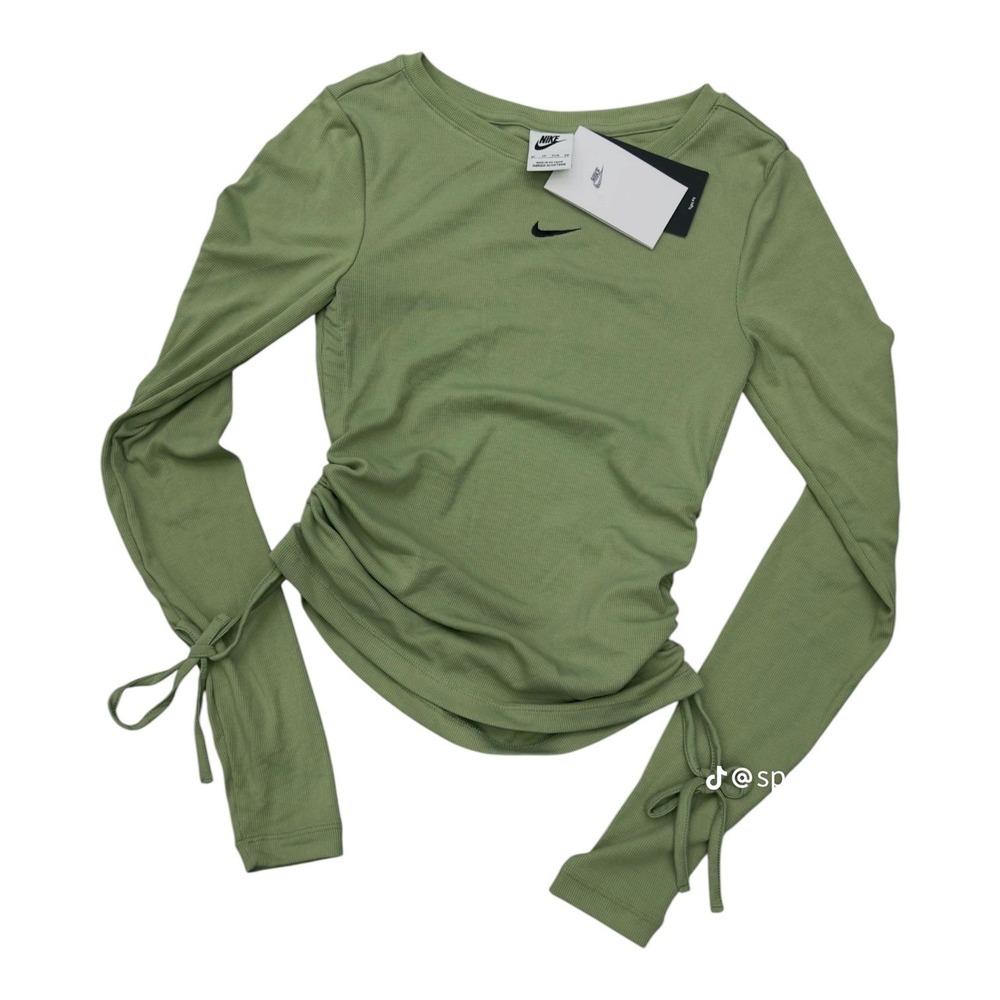 Nike Sportswear Essential Ribbed Long-Sleeve Mod Crop Top Size S FB8717-386